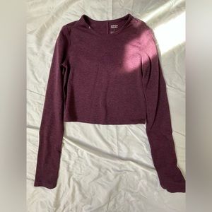 Girlfriend Collective Plum ReSet Cropped Long Sleeve Workout Top Size XS